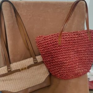 J. Jill Tan and Red Tote Bags
